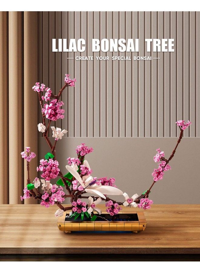DOVOB Decor Lilac Bonsai Plant Building Blocks Set Flower Bouquet Model Toys As Gift For Adult Idea Display Pieces For The Home Or Office(974 Pieces) - Image 3