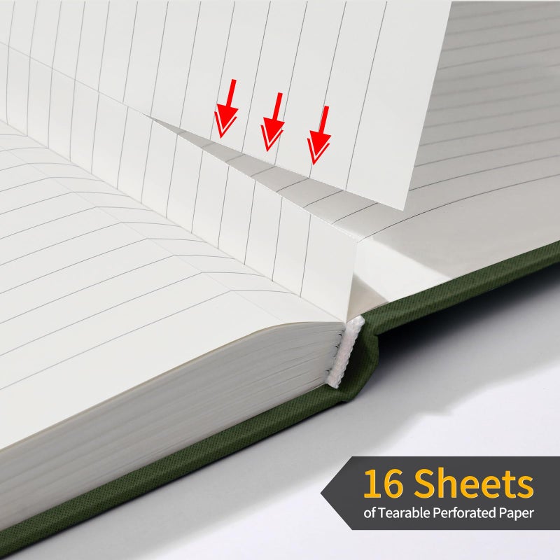 Annecy Lined Journal Notebook  Hardcover Leather Journal For Women & Men  160 Numbered Pages  Medium 5.5"" X 8.25""  100 Gsm Thick Paper  Deep Green - Image 4