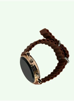 Undefined A Modern Elegant Black Sports Watch With A Gold Frame And A Brown Bracelet  - Image 1
