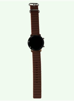 Undefined A Modern Elegant Black Sports Watch With A Gold Frame And A Brown Bracelet  - Image 2