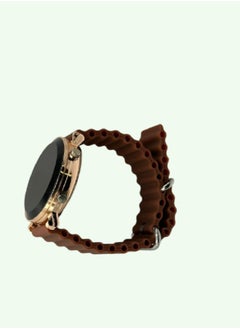 Undefined A Modern Elegant Black Sports Watch With A Gold Frame And A Brown Bracelet  - Image 3