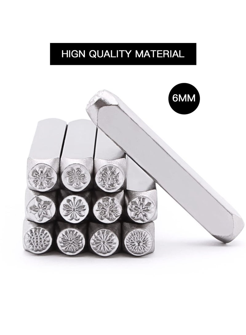 KASTWAVE 12pcs Flower Design Metal Stamp Set, 6MM (1/4”) Animal Theme Metal Punch Stamp Kit DIY Arts and Crafts Supplies Stamping Accessories, Leather, Wood - Image 4