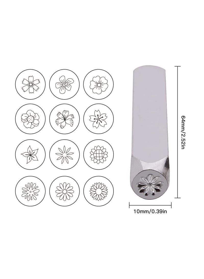 KASTWAVE 12pcs Flower Design Metal Stamp Set, 6MM (1/4”) Animal Theme Metal Punch Stamp Kit DIY Arts and Crafts Supplies Stamping Accessories, Leather, Wood - Image 3