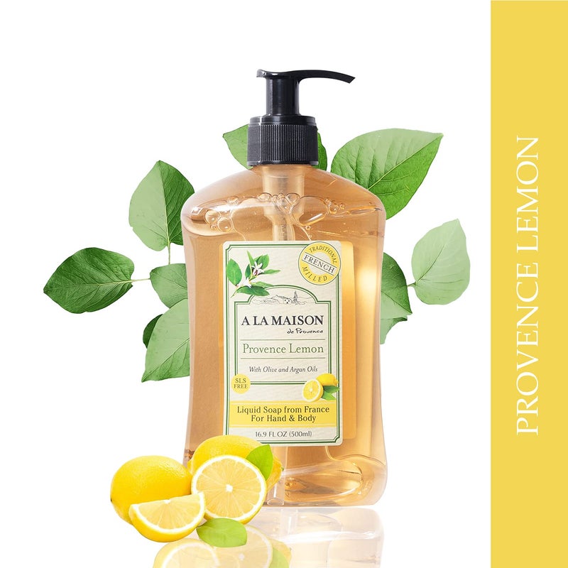 A LA MAISON Provence Lemon Liquid Hand Soap 16.9 Fl Oz - Natural Hand Wash Made with Essential Oils - Biodegradable, Plant-Based, Vegan, Cruelty-Free, Alcohol & Paraben Free (3 Pack) - Image 3