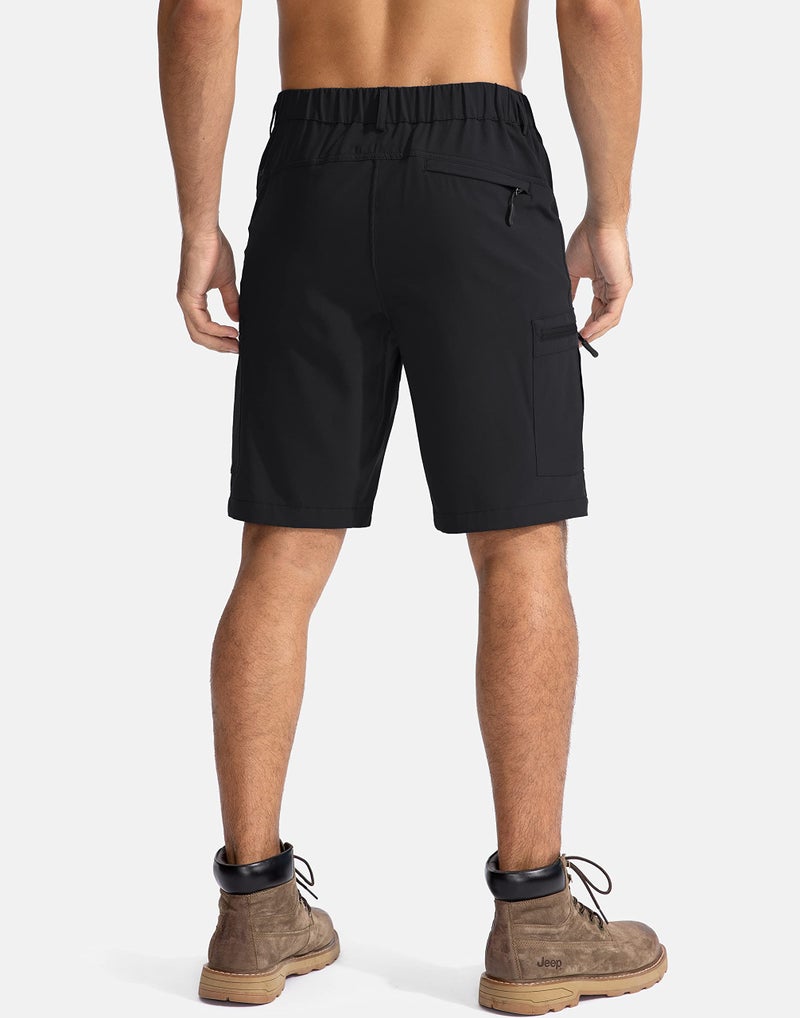 Pudolla Men's Hiking Cargo Shorts 9" Lightweight Outdoor Work Shorts for Men Travel Golf Camping Casual with 5 Zipper Pockets(Black Large) - Image 4