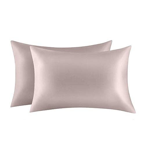 Jocoku 100% Mulberry Silk Pillowcases Set of 2 for Hair and Skin and Super Soft and Breathable King Size Nature Silk Pillowcases (King, Apricot Gray) - Image 1