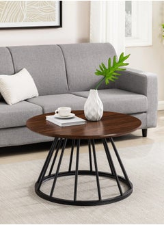 Round Coffee Table with Walnut Top and Black Metal Cage Base - Modern Minimalist Design - pzsku/Z44C8659EC0076B2CD5D7Z/45/_/1737288184/e0714707-0e4a-4ce2-ac35-ae7922378c64