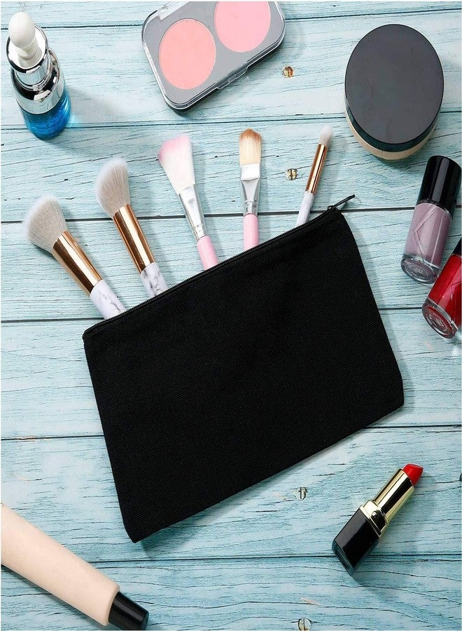 Lify 10 Piece DIY Craft Blank Bag Canvas Makeup Pencil Pouch with Zipper- Multipurpose Pen Pencil Case Cotton Canvas Cosmetic Bag Travel Cosmetic Bag - (Black (10Pcs)) - Image 4