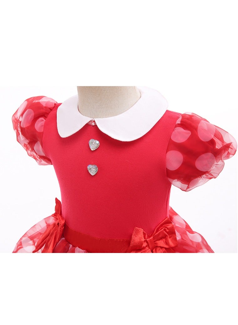 Mickey Minnie Baby Jumpsuit ,Infant Girl Cosplay Costumes Suit with Red Polka Dot,Princess Dress with Headband ,Cute Lively and Comfortable - Image 4