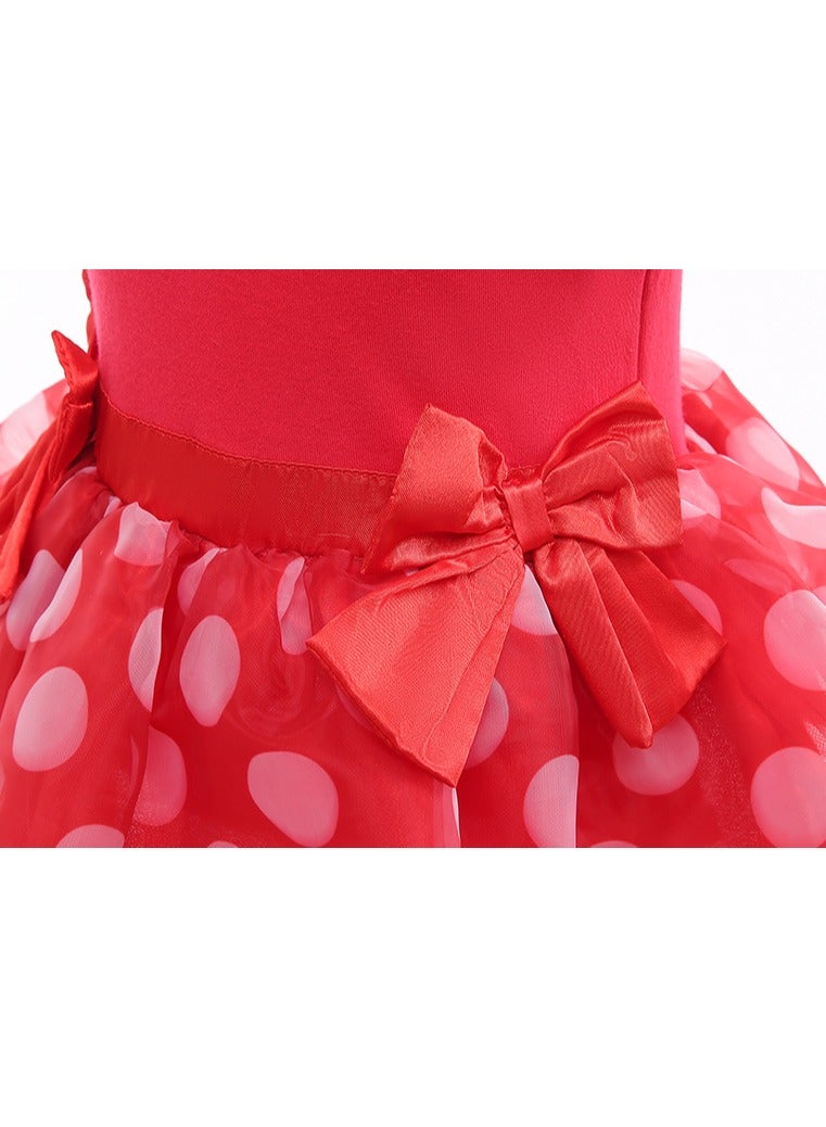 Mickey Minnie Baby Jumpsuit ,Infant Girl Cosplay Costumes Suit with Red Polka Dot,Princess Dress with Headband ,Cute Lively and Comfortable - Image 5