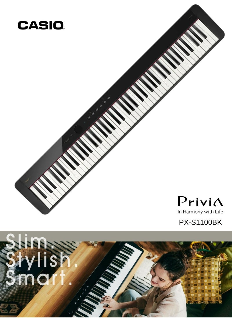 CASIO - Privia PX-S1100 Digital Piano - Black - 88 Keys - Image 1