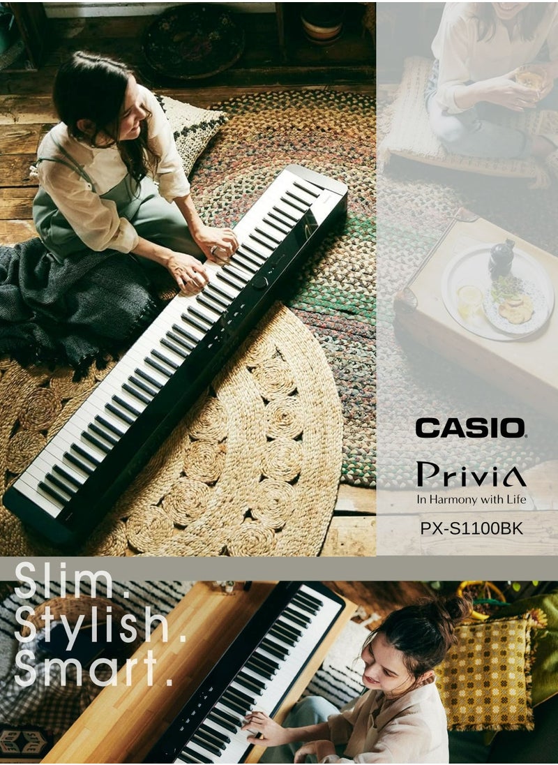 CASIO - Privia PX-S1100 Digital Piano - Black - 88 Keys - Image 1