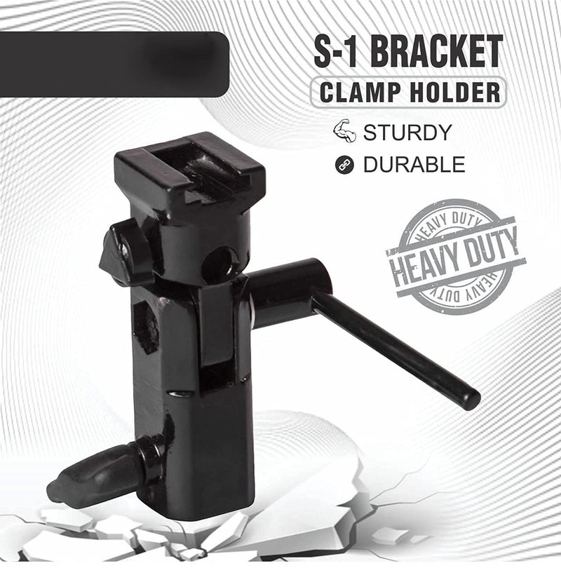 Viblitz ® S1 Umbrella Bracket Heavy Duty Flash Light Stand Umbrella Holder B Bracket Speedlite Holder (CNC Aluminium) in Black Color - Image 3