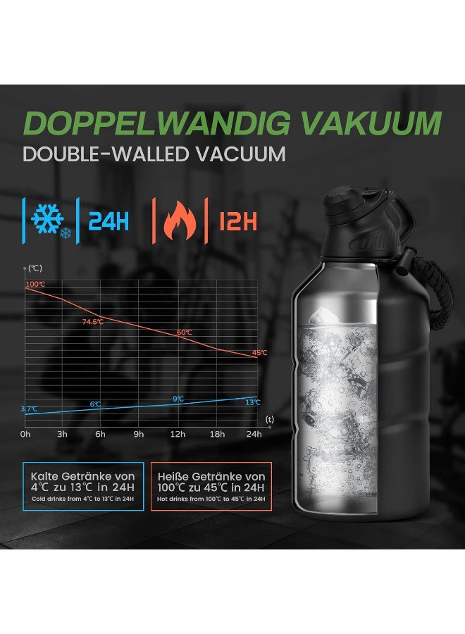 Fjbottle Stainless Steel Water Bottle 1.9L Double-Walled with Magnetic Lid, BPA Free Vacuum Insulated Water Bottle, Big Metal Drinking Bottle Large Capacity Jug Leak-Proof for Sports, Camping, Gym - Image 3