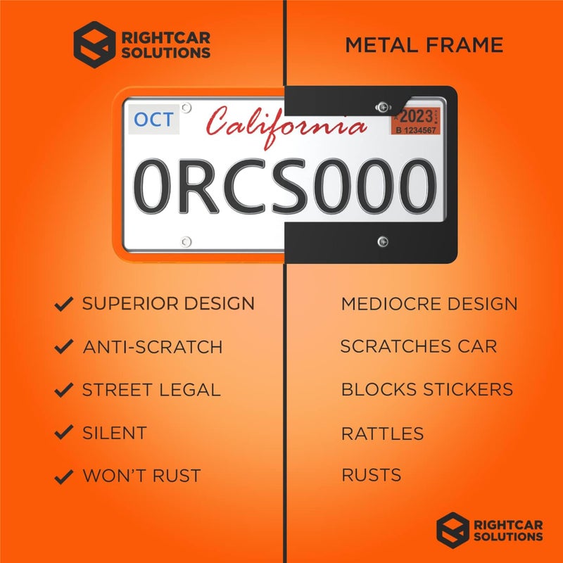 Rightcar Solutions Silicone License Plate Frame Rust Proof, Rattle Proof, Weather Proof Universal License Plate Holder for Front Or Rear, Street Legal, No Obstruction - Orange - Image 4