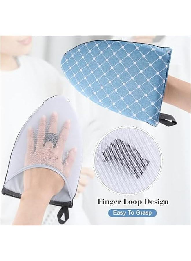 4 Pack Handheld Mini Ironing Board Gloves Heat Resistant Waterproof Mitt Garment Steamer Accessory with Finger Loop