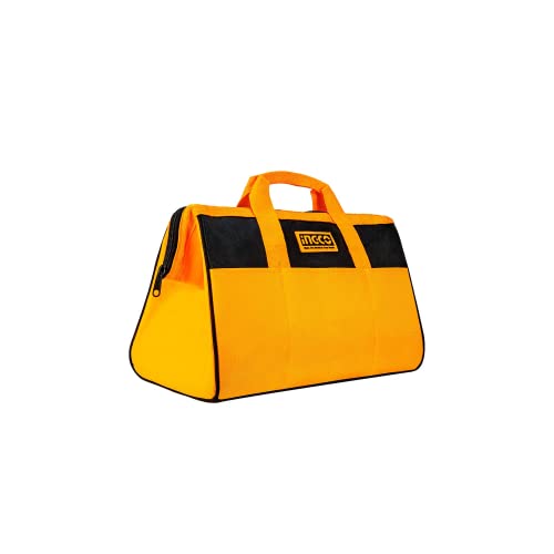 Ingco 13 Inch Tool Bag, Tool Storage Bag with Wide Mouth Multi-use Tool Tote Bag With 6 Pockets Outside, Waterproof for Construction Carpentry Gardening - Image 1