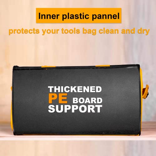 Ingco 13 Inch Tool Bag, Tool Storage Bag with Wide Mouth Multi-use Tool Tote Bag With 6 Pockets Outside, Waterproof for Construction Carpentry Gardening - Image 4