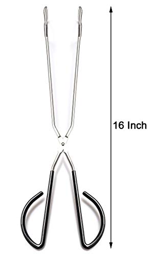 Hiash 16 Inch Extra Long Stainless Steel Kitchen Scissor Tongs, Non-Slip Comfortable Red Grip, Heat Resistant for BBQ and Cooking - Image 2