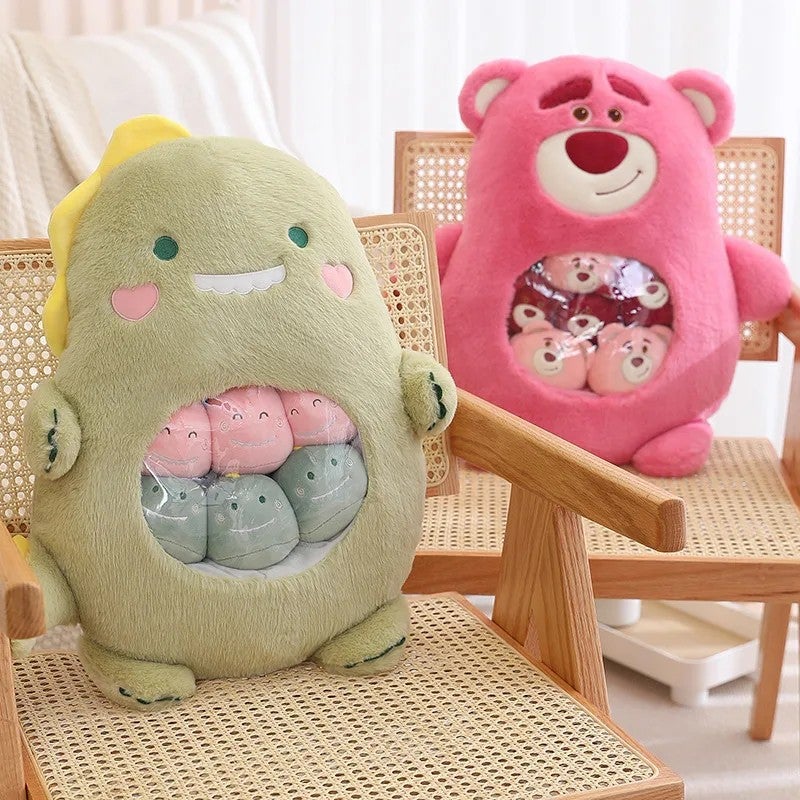 Y&D Cute Stuffed Animal Toys Set – Plush Rabbit, Dinosaur, Bear & Koala with Mini Baby Toys, Snacks, and Throw Pillow for Kids - Image 5