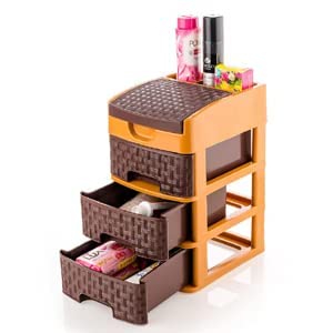 WOX MOX WOX MOX 3 Layer Multipurpose Drawer Storage Organizer Desk Chests Box Drawer Units Organizer Small Size 3 XL Dark Brown  - Image 3