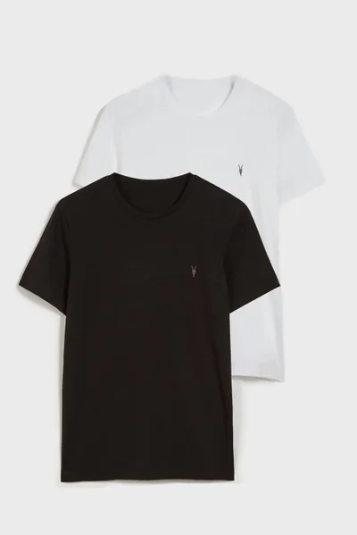 Four Man Crew Neck Standard Fit Basic Black-White Men's T-Shirt Pack of 2