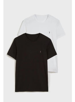 Four Man Crew Neck Standard Fit Basic Black-White Men's T-Shirt Pack of 2  - Image 1