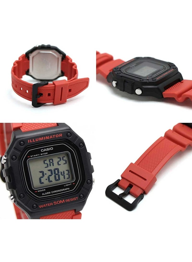 CASIO Men's Youth Digital Watch W-218H-4BVDF - 43 mm - Black/Red - Image 4
