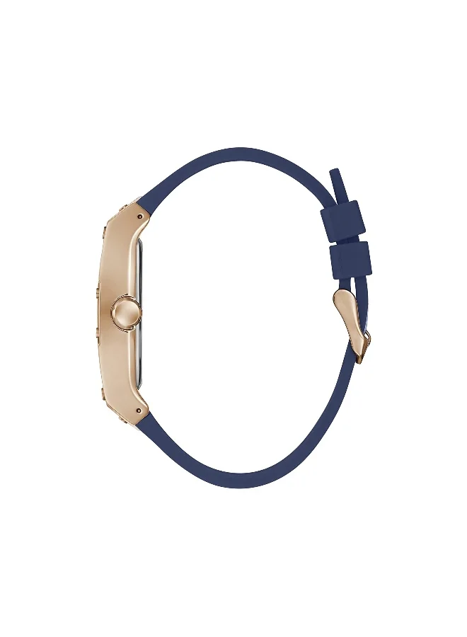 جس Guess Men's Blue Chronograph Watch with Leather Strap