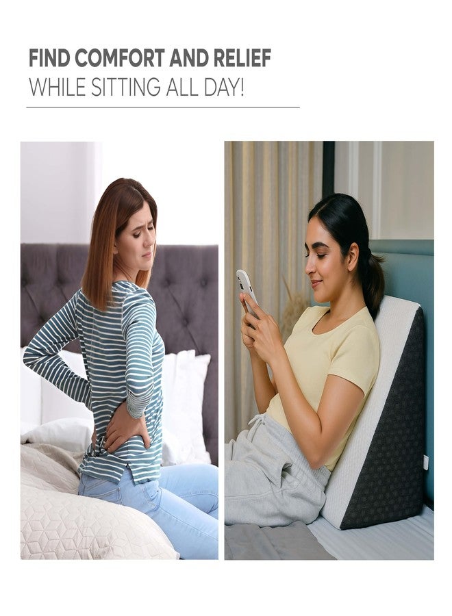 ADMIRAE Wedge Pillow with Memory Foam | Orthopaedic Back Support Cushion for Acid Reflux, Snoring,GERD,Leg Elevation & Pregnancy | Breathable Removable Cover | 2Year Warranty | 18x17.5x10 inch - White - Image 4