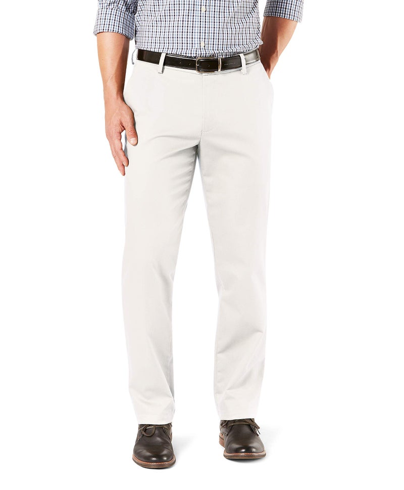 Dockers Men's Straight Fit Signature Lux Cotton Stretch Khaki Pant, Cloud, 32W x 34L - Image 1