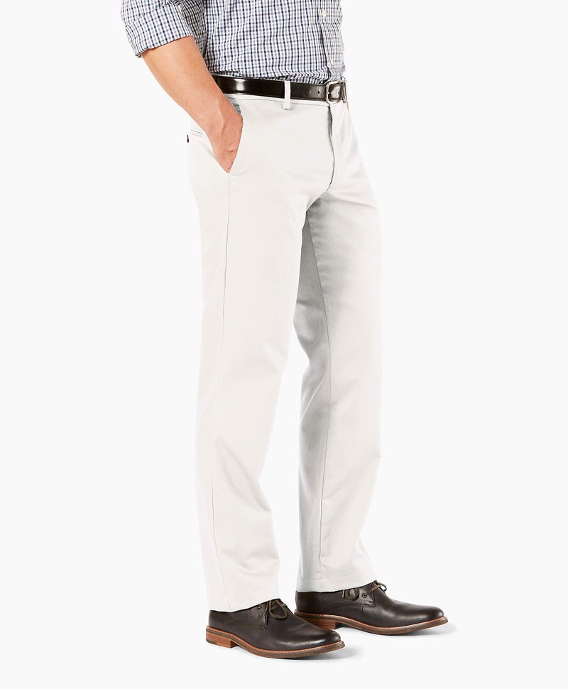 Dockers Men's Straight Fit Signature Lux Cotton Stretch Khaki Pant, Cloud, 32W x 34L - Image 2