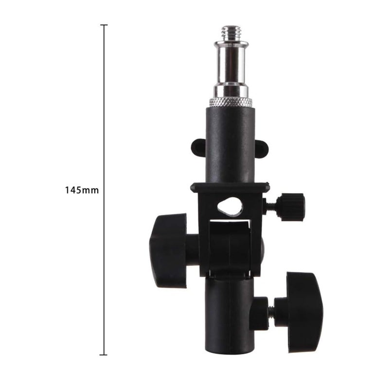 WELLMAKING 2PCS U Shape Tilt Adapter Swivel Mount Umbrella Holder Light Stand with Standard 1/4 to 3/8 inch Metal Male Screw Adapter Spigot Stud for Studio Light Stand, Hotshoe/Coldshoe Adapter - Image 2