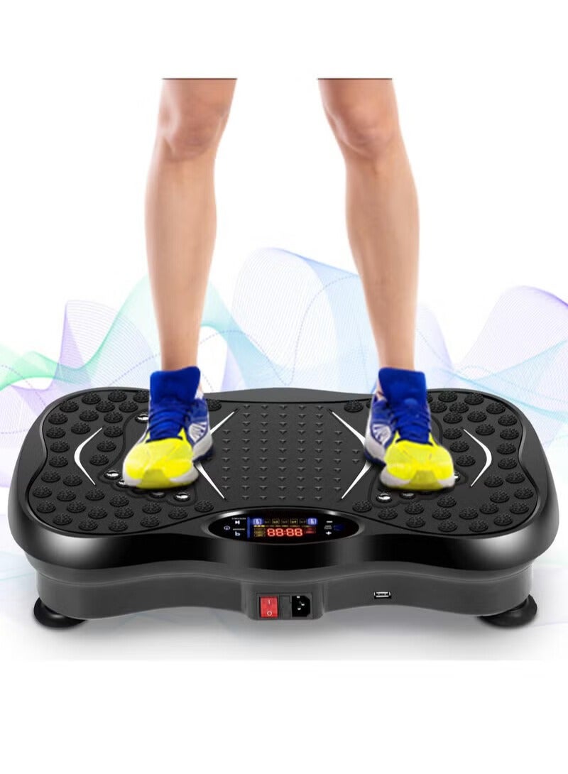 DPTER Vibration Plate Fitness Platform Exercise Machine  with Bluetooth Speaker and 2 Resistance Bands Vibrating Lymphatic Drainage Shaking Full Body Shaker Workout Vibrate Stand Shake Board Sport Gym for Weight Loss Fat Burner for Women Men - Image 1