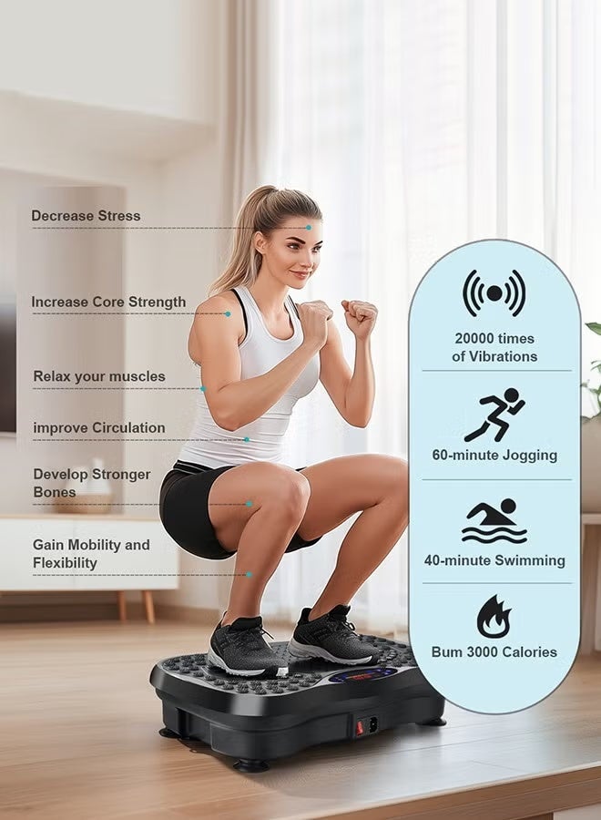 DPTER Vibration Plate Fitness Platform Exercise Machine  with Bluetooth Speaker and 2 Resistance Bands Vibrating Lymphatic Drainage Shaking Full Body Shaker Workout Vibrate Stand Shake Board Sport Gym for Weight Loss Fat Burner for Women Men - Image 5