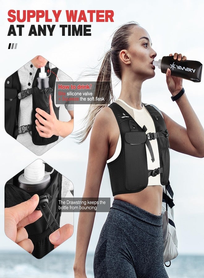 YANIKY Running Vest for Women Men, Lightweight Breathable Hydration Vest with 500ml Soft Flask, Adjustable Reflective Running Vest with Pockets for Trail Running Hiking - Image 4