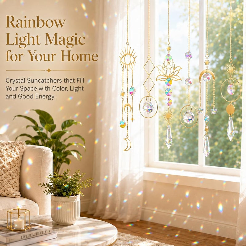 ilclviz - Hanging Glass Suncatcher, Prism with Hanging Chain, Window Glass Spheres - Image 2