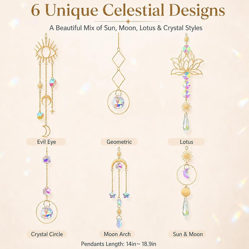 ilclviz - Hanging Glass Suncatcher, Prism with Hanging Chain, Window Glass Spheres - Image 5