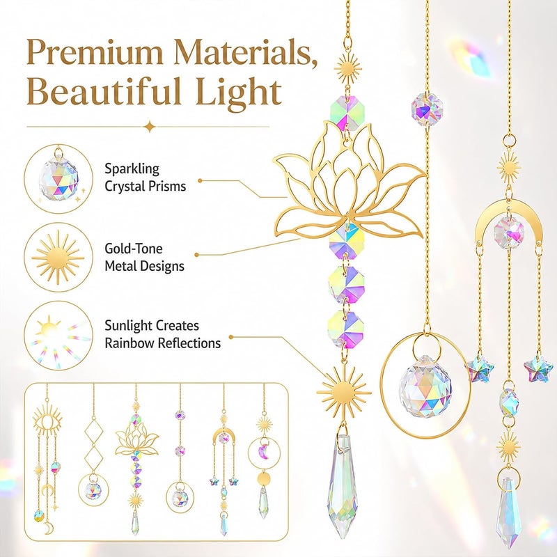 ilclviz - Hanging Glass Suncatcher, Prism with Hanging Chain, Window Glass Spheres - Image 4