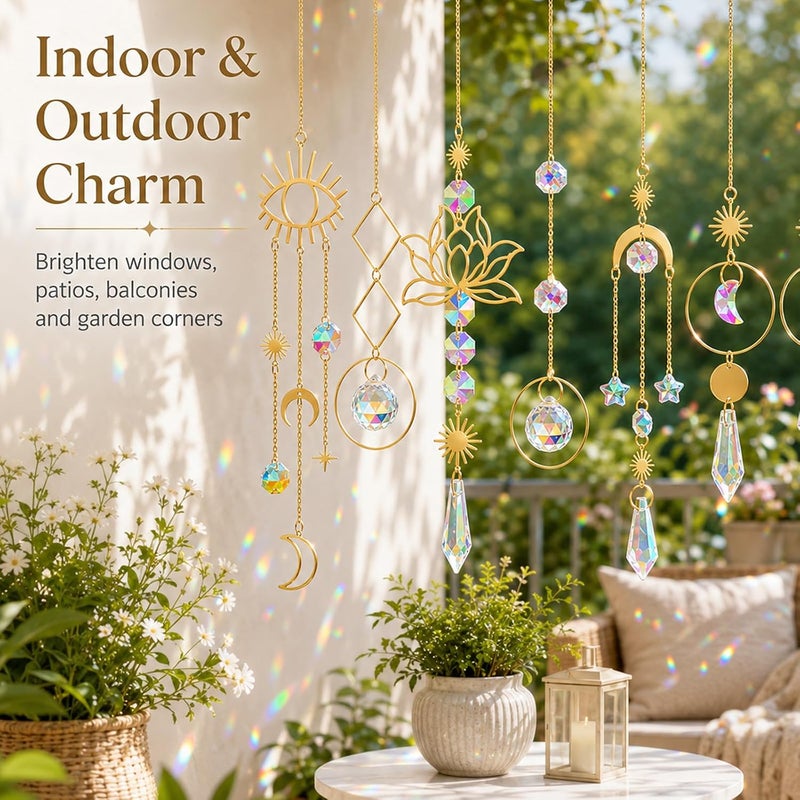 ilclviz - Hanging Glass Suncatcher, Prism with Hanging Chain, Window Glass Spheres - Image 3
