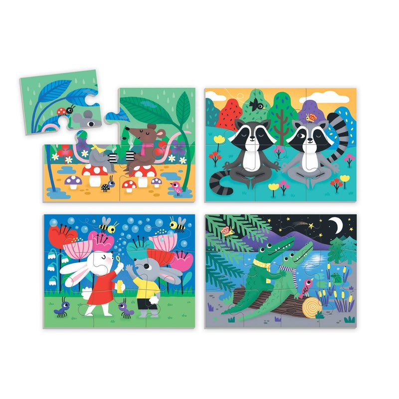 Mudpuppy Mindfulness 4-in-a-Box Puzzle Set â€“ Includes 4 Progressive Jigsaw Puzzles for Kids with 4-12 Pieces â€“ Features Colorful Animal Illustrations for Ages 2-5 - Image 4