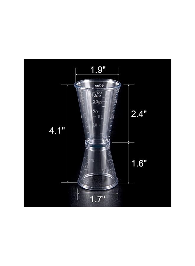 S-TOP 2 Pcs Double Clear Jigger Plastic Measure Cup for Bar Party Kitchen Tool 40ml/20ml - Image 2