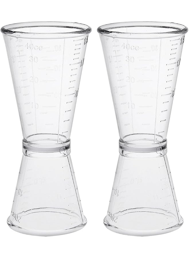 S-TOP 2 Pcs Double Clear Jigger Plastic Measure Cup for Bar Party Kitchen Tool 40ml/20ml - Image 1