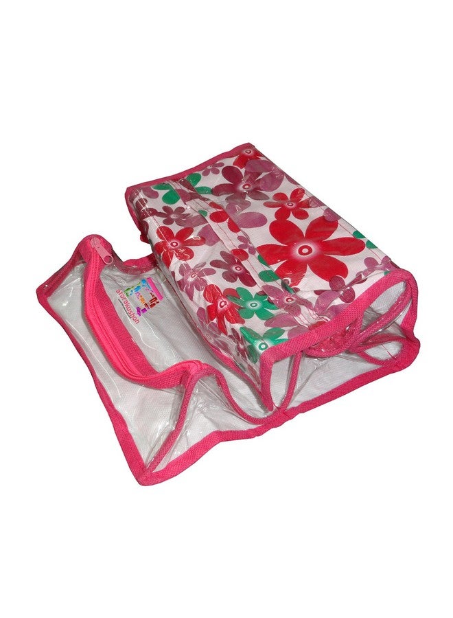 atorakushon® Fabric Toiletry Bag Makeup Pouch Vanity Travelling Box Jewellery Necklace Organizer for Women and Girls (Pink) - Image 1