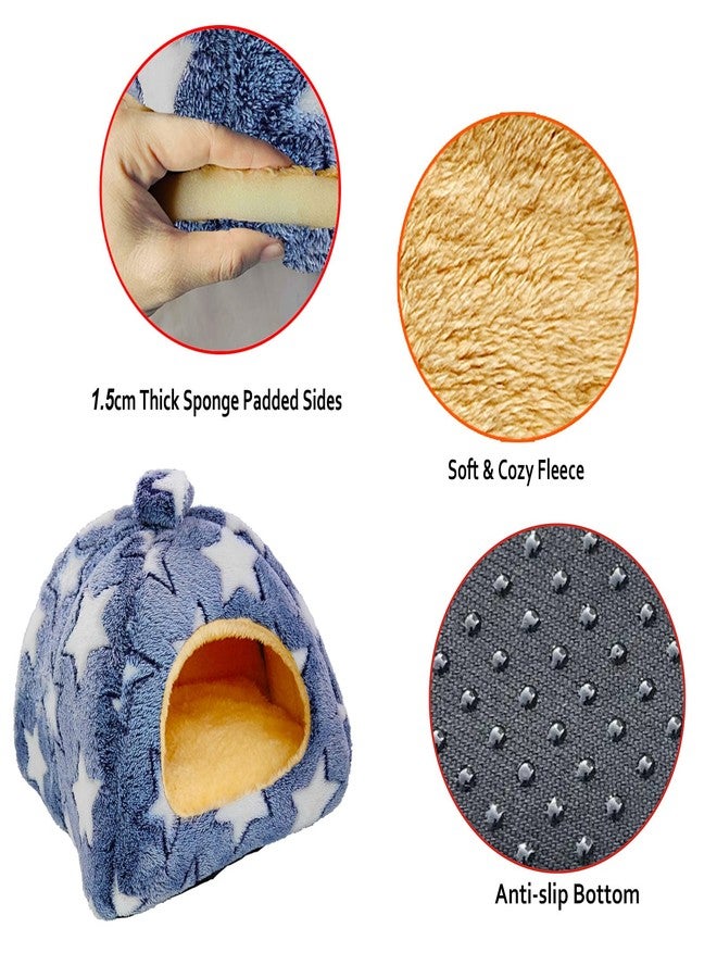 GINIDEAR Guinea Pig Bed, Guinea Pig Warm Hideout House Accessories Cozy Bed for Small Animals Hamsters Chinchillas Dwarf Bunnies Hedgehogs. M, Grey Stars. - Image 2