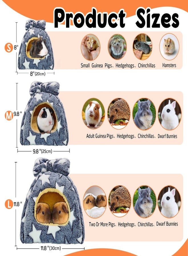 GINIDEAR Guinea Pig Bed, Guinea Pig Warm Hideout House Accessories Cozy Bed for Small Animals Hamsters Chinchillas Dwarf Bunnies Hedgehogs. M, Grey Stars. - Image 3