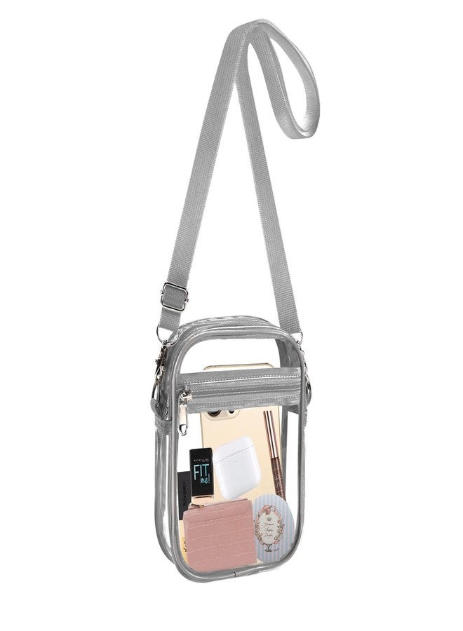 Fibrdoo Clear Crossbody Purse Bag, Clear Bag Stadium Approved with Front Pocket for Concerts Sports Festivals (Gray-S) - Image 1