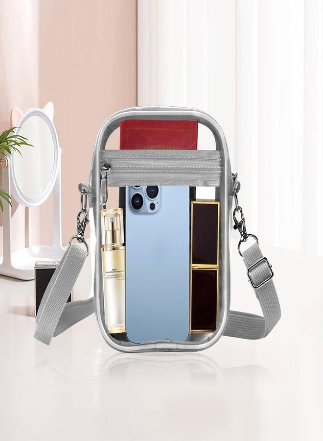 Fibrdoo Clear Crossbody Purse Bag, Clear Bag Stadium Approved with Front Pocket for Concerts Sports Festivals (Gray-S) - Image 5
