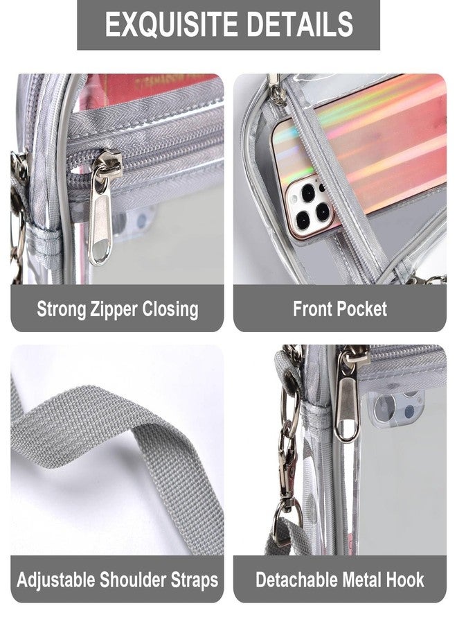 Fibrdoo Clear Crossbody Purse Bag, Clear Bag Stadium Approved with Front Pocket for Concerts Sports Festivals (Gray-S) - Image 3