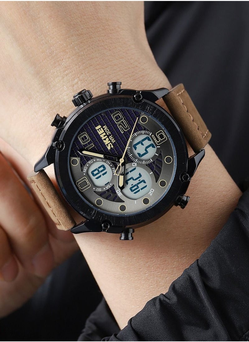 SKMEI - Watch for Men Sports Water Resistance Leather Quartz Watch Brown 1975 - Image 1